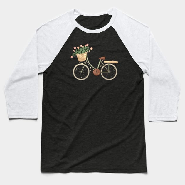 Bike & Flowers Baseball T-Shirt by Four Seasons Fox